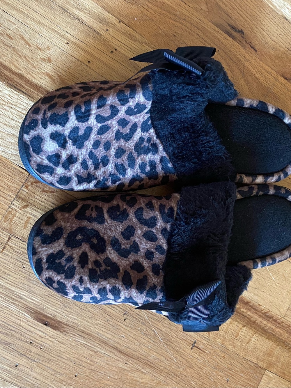 Threshold Leopard Print Slippers with Black Faux Fur Trim